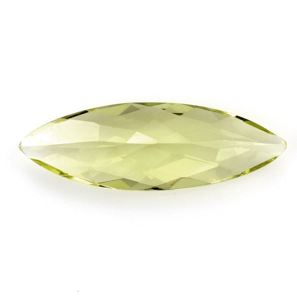LEMON QUARTZ CHECKER CUT MARQUISE (GREEN GOLD) 25X8MM 5.23 Cts.
