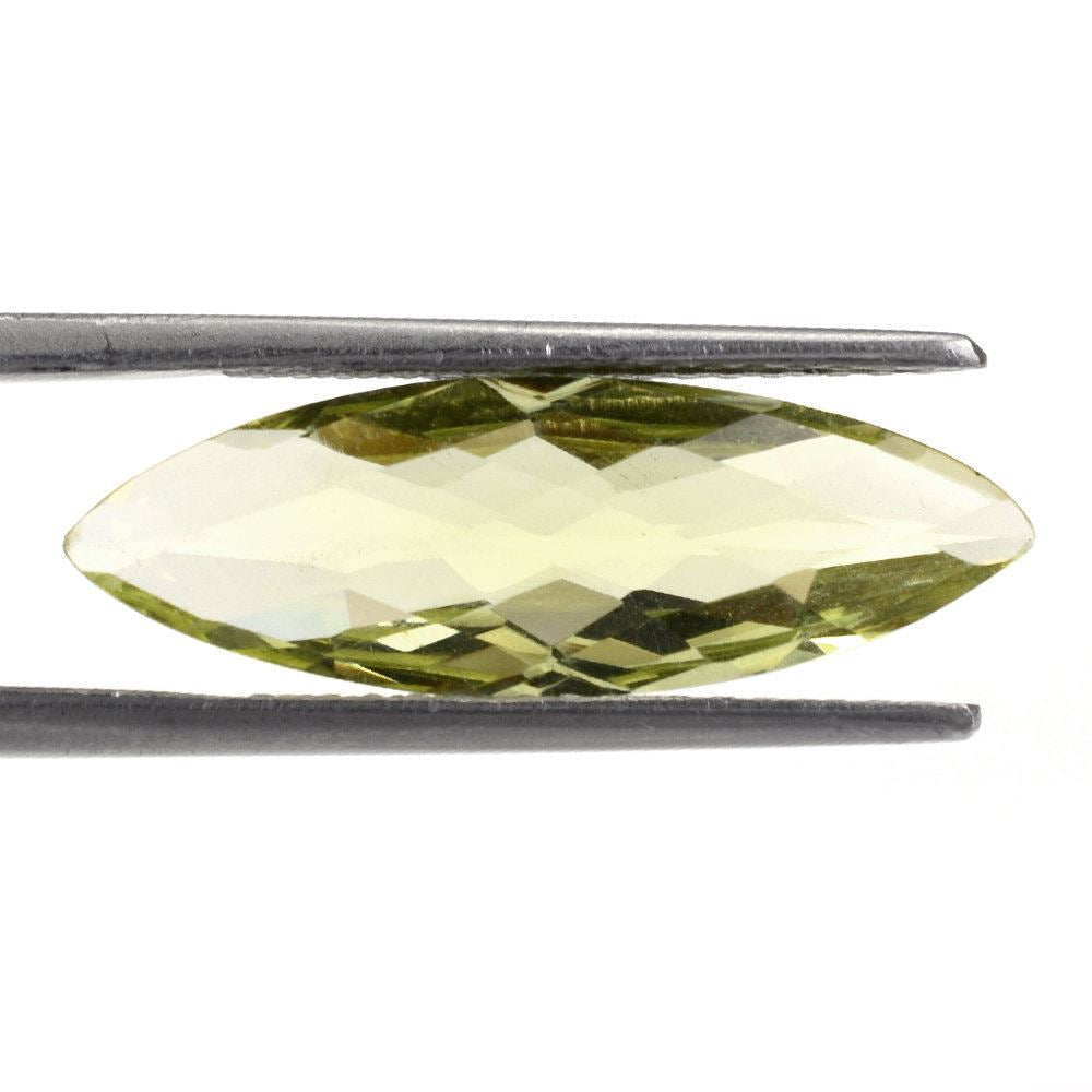 LEMON QUARTZ CHECKER CUT MARQUISE (GREEN GOLD) 25X8MM 5.23 Cts.