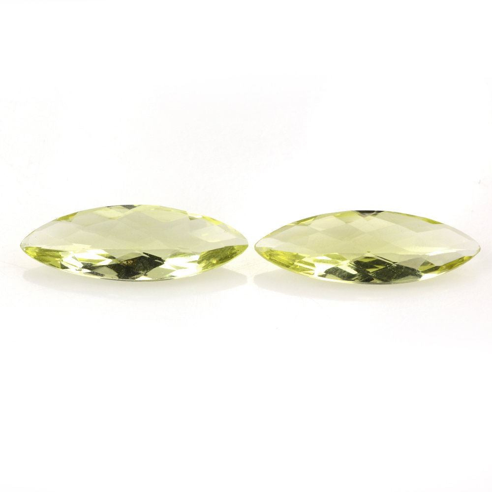 LEMON QUARTZ CHECKER CUT MARQUISE (GREEN GOLD) 25X8MM 5.23 Cts.