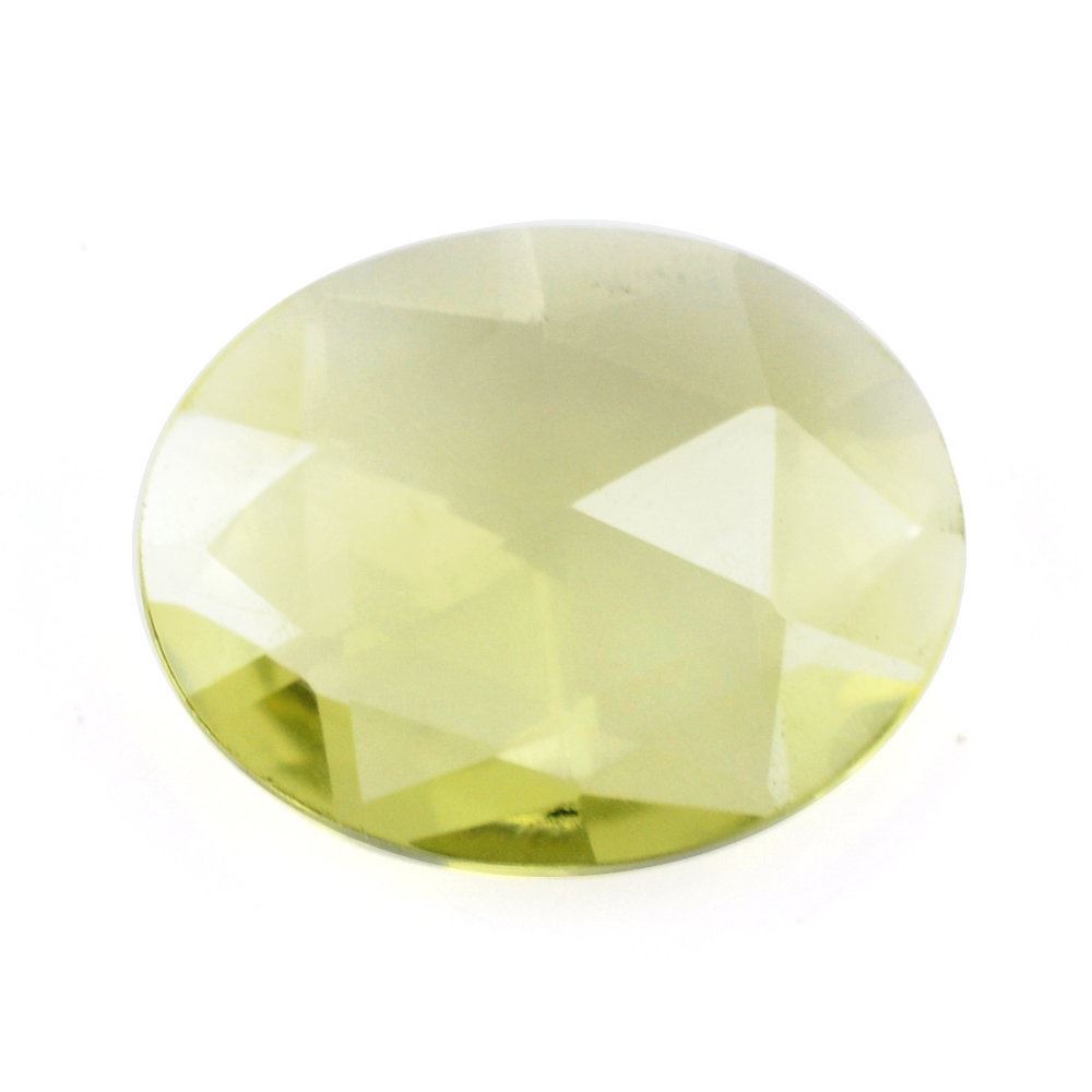 LEMON QUARTZ ROSE CUT BRIOLETTE OVAL (GREEN GOLD) 10X8MM 1.75 Cts.