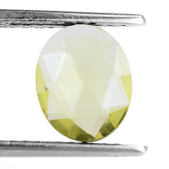 LEMON QUARTZ ROSE CUT BRIOLETTE OVAL (GREEN GOLD) 10X8MM 1.75 Cts.