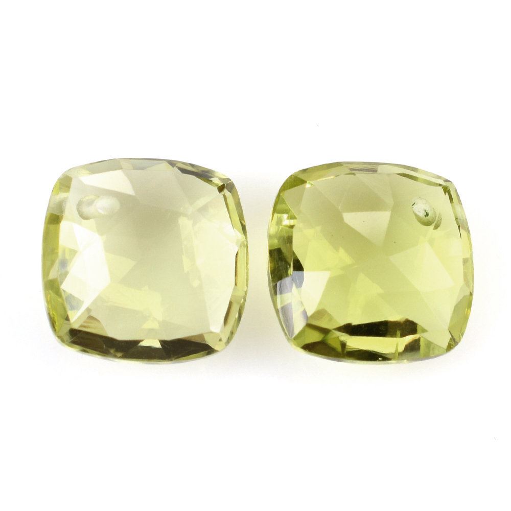 LEMON QUARTZ ROSE CUT BRIOLETTE CUSHION (FULL DRILL) (GREEN GOLD) 10MM 3.85 Cts.
