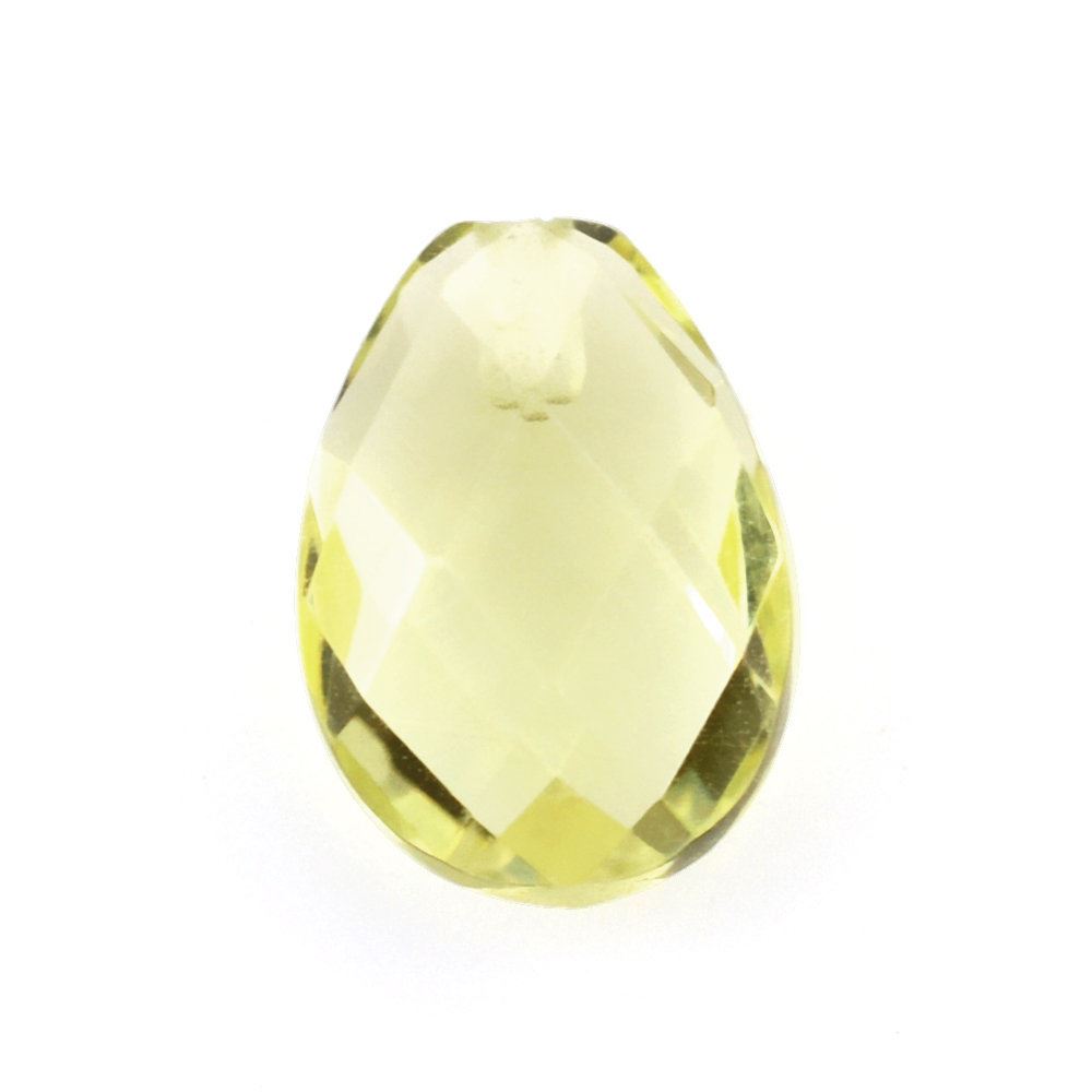 LEMON QUARTZ BRIOLETTE PEAR (HALF DRILL) (GREEN GOLD) 7X5MM 0.75 Cts.