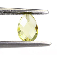 LEMON QUARTZ BRIOLETTE PEAR (HALF DRILL) (GREEN GOLD) 7X5MM 0.75 Cts.