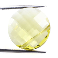 LEMON QUARTZ BRIOLETTE ROUND (FULL DRILL) (GREEN GOLD) 18MM 14.95 Cts.