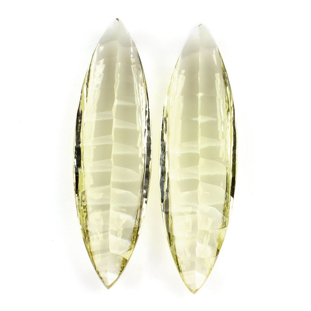 LEMON QUARTZ BUFFTOP CONCAVE MARQUISE (GREEN GOLD) 36X10MM 12.67 Cts.
