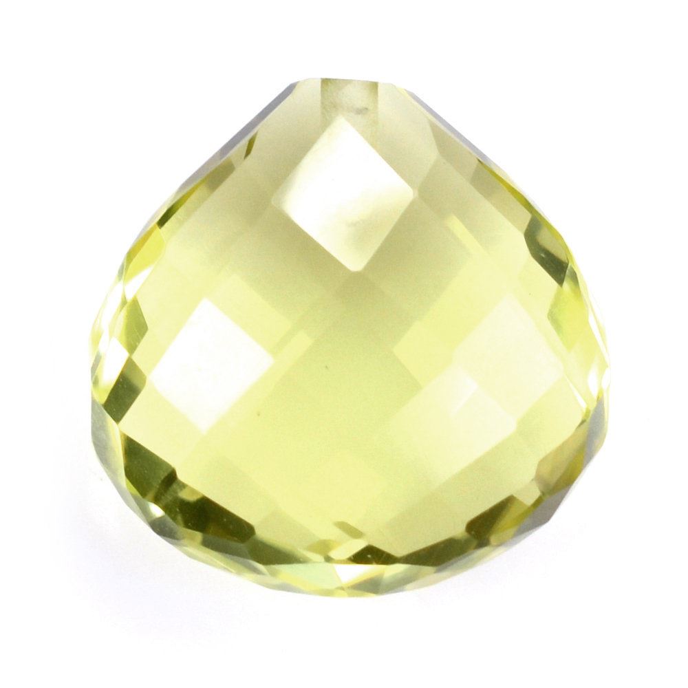 LEMON QUARTZ BRIOLETTE HEART (HALF DRILL) (GREEN GOLD) 12MM 6.35 Cts.