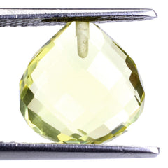 LEMON QUARTZ BRIOLETTE HEART (HALF DRILL) (GREEN GOLD) 12MM 6.35 Cts.