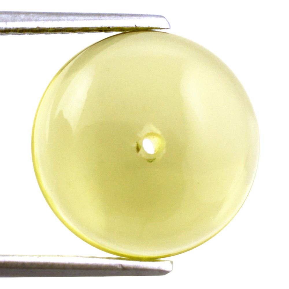LEMON QUARTZ ROUND CAB (FULL DRILL) (GREEN GOLD) 14MM 7.55 Cts.