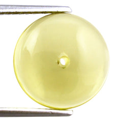 LEMON QUARTZ ROUND CAB (FULL DRILL) (GREEN GOLD) 14MM 7.55 Cts.