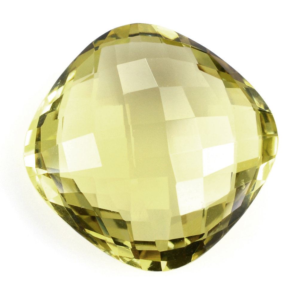 LEMON QUARTZ BRIOLETTE CUSHION (GREEN GOLD) 18MM 17.40 Cts.