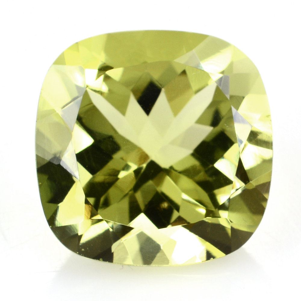 LEMON QUARTZ CUT CUSHION (GREEN GOLD) 14MM 9.90 Cts.