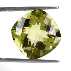 LEMON QUARTZ CHECKER CUT CUSHION (GREEN GOLD) 16MM 13.25 Cts.
