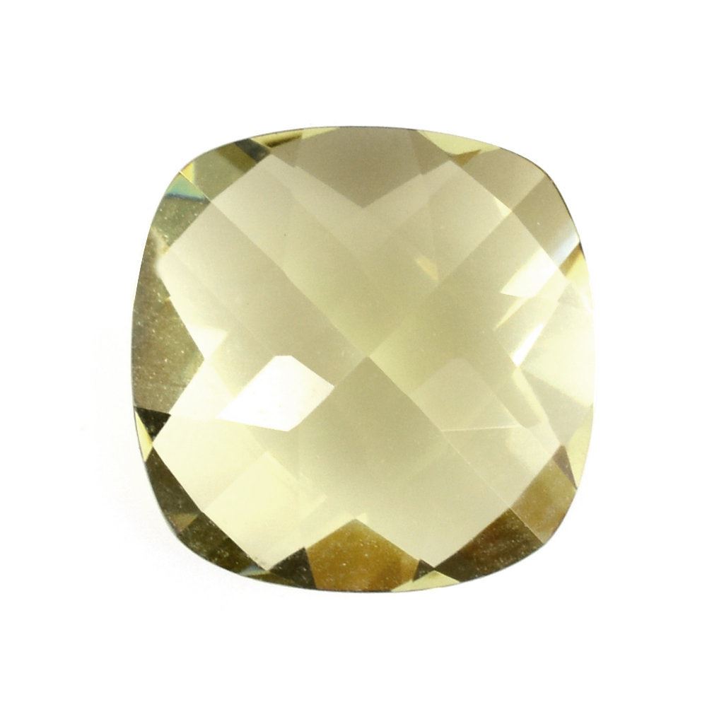 LEMON QUARTZ CHECKER CUT CUSHION (GREEN GOLD) 9MM 2.95 Cts.