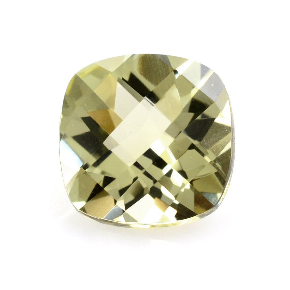 LEMON QUARTZ CHECKER CUT CUSHION (GREEN GOLD) 9MM 2.95 Cts.