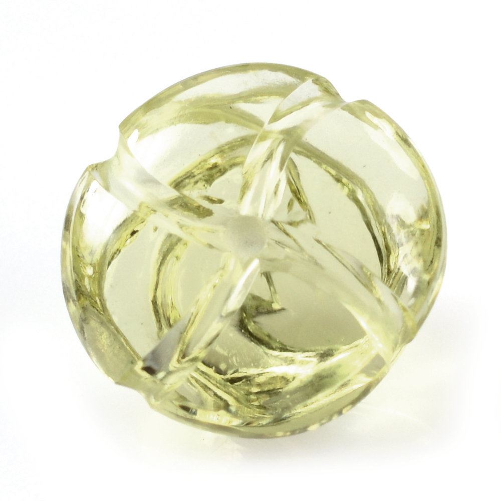 LEMON QUARTZ CARVED FLOWER (HALF DRILL) (GREEN GOLD) 11MM 5.33 Cts.
