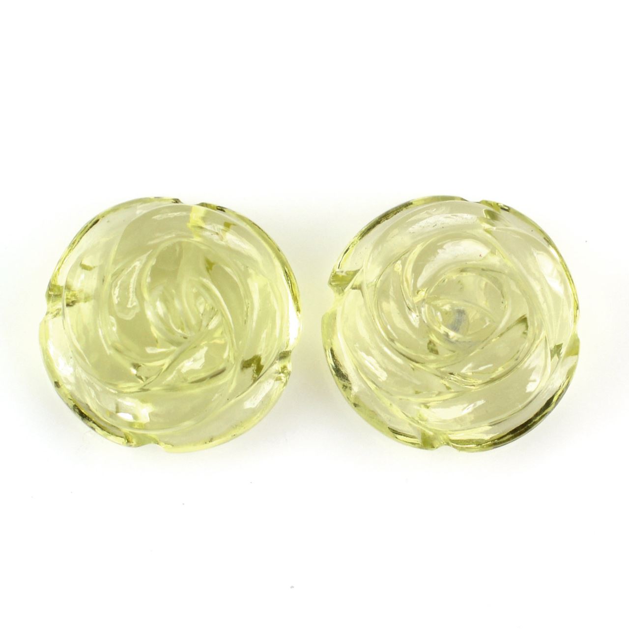 LEMON QUARTZ CARVED FLOWER (HALF DRILL) (GREEN GOLD) 11MM 5.33 Cts.