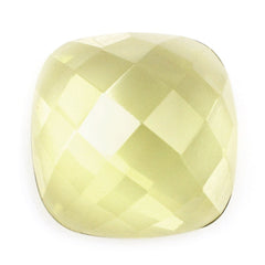 LEMON QUARTZ CHECKER CUSHION CAB (GREEN GOLD) 12MM 6.19 Cts.
