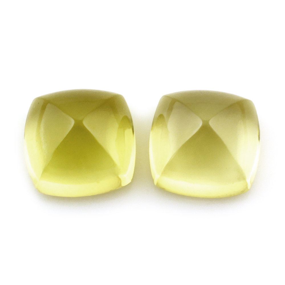 LEMON QUARTZ PYRAMID CUSHION CAB (GREEN GOLD) 14MM 12.55 Cts.