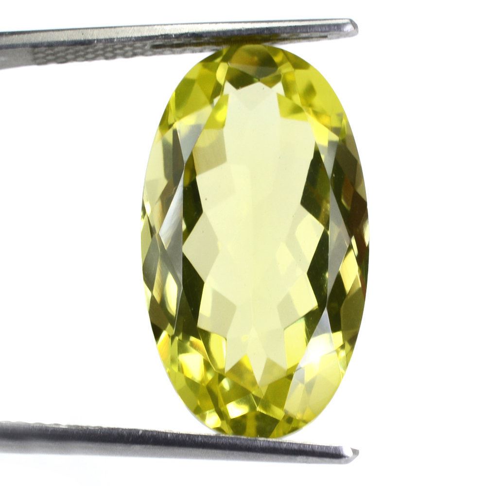 LEMON QUARTZ CUT OVAL (GREEN GOLD) 22X12.50MM 14.80 Cts.