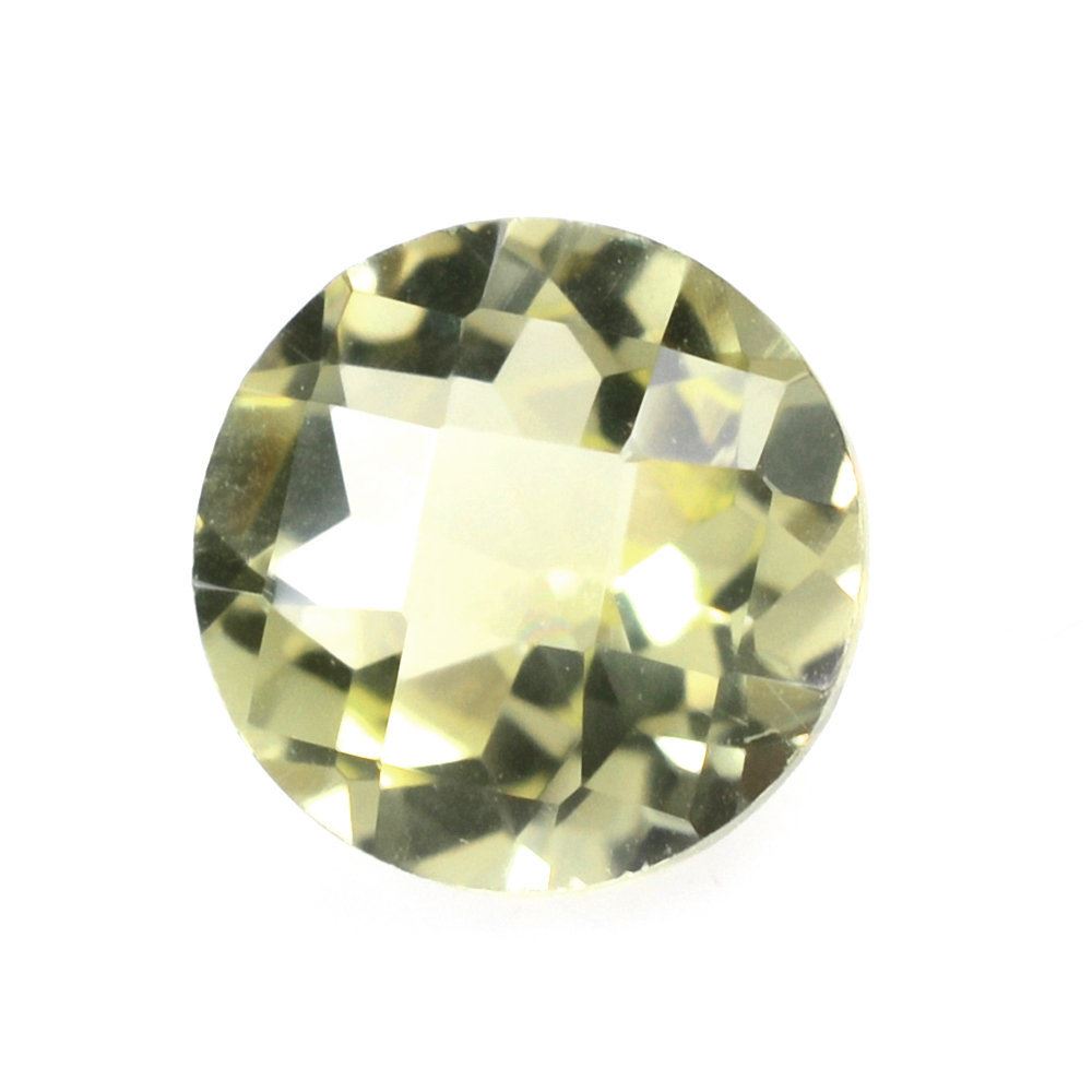 LEMON QUARTZ CHECKER CUT ROUND (GREEN GOLD) 6MM 0.85 Cts.