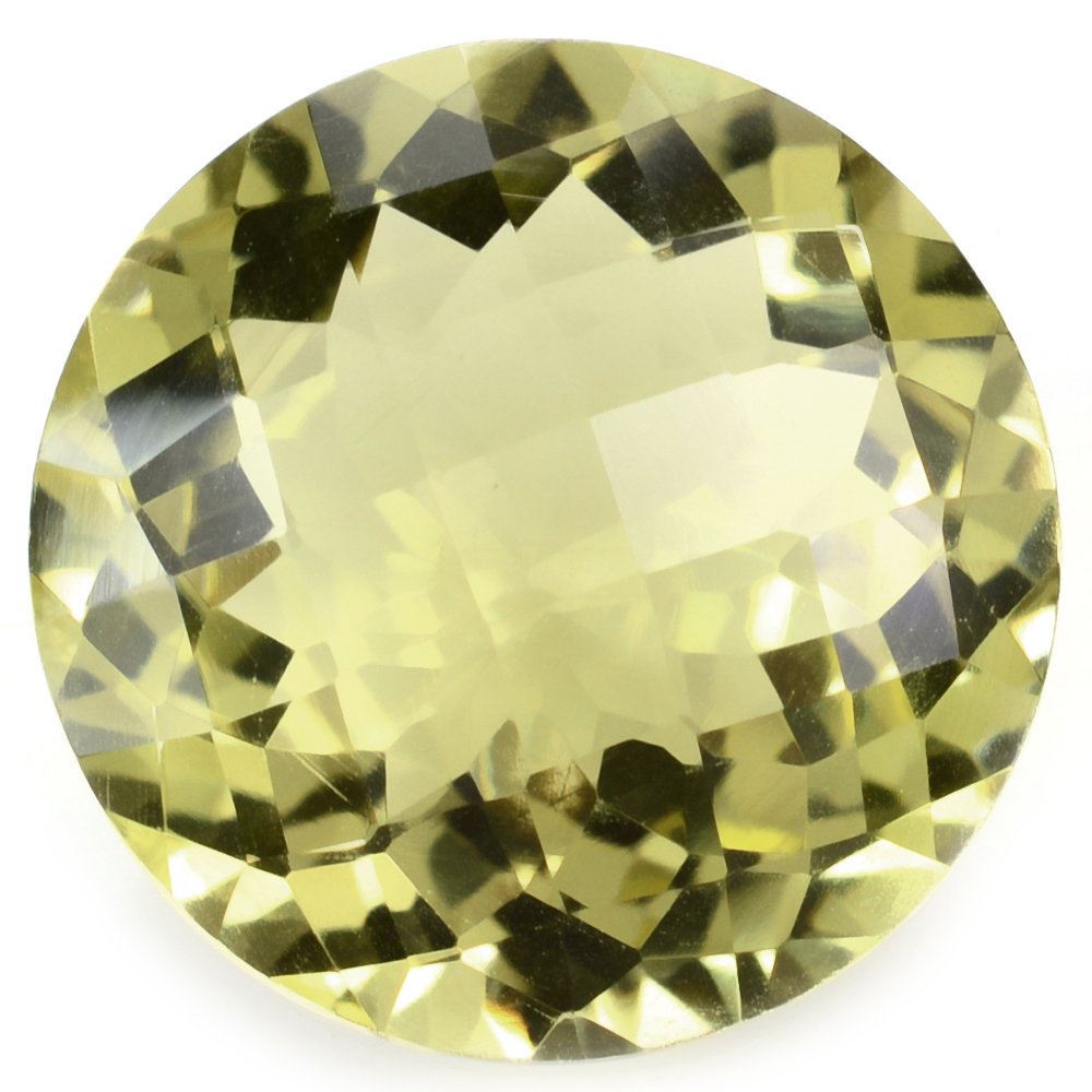 LEMON QUARTZ CHECKER CUT ROUND (GREEN GOLD) 18MM 18.38 Cts.