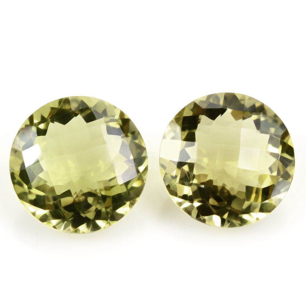 LEMON QUARTZ CHECKER CUT ROUND (GREEN GOLD) 18MM 18.38 Cts.