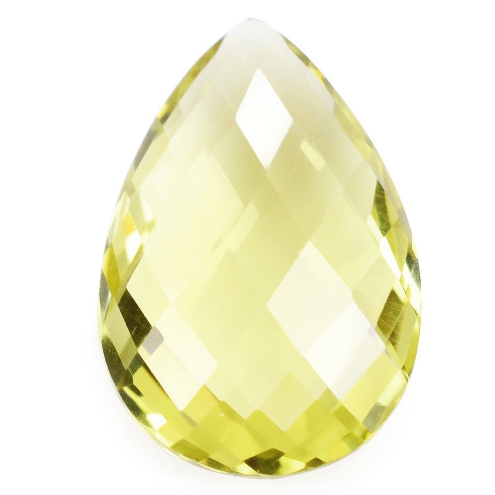 LEMON QUARTZ BRIOLETTE PEAR (GREEN GOLD) 24X16MM 17.70 Cts.