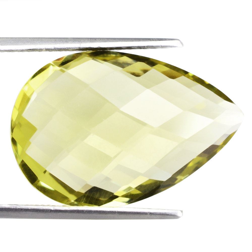 LEMON QUARTZ BRIOLETTE PEAR (GREEN GOLD) 24X16MM 17.70 Cts.