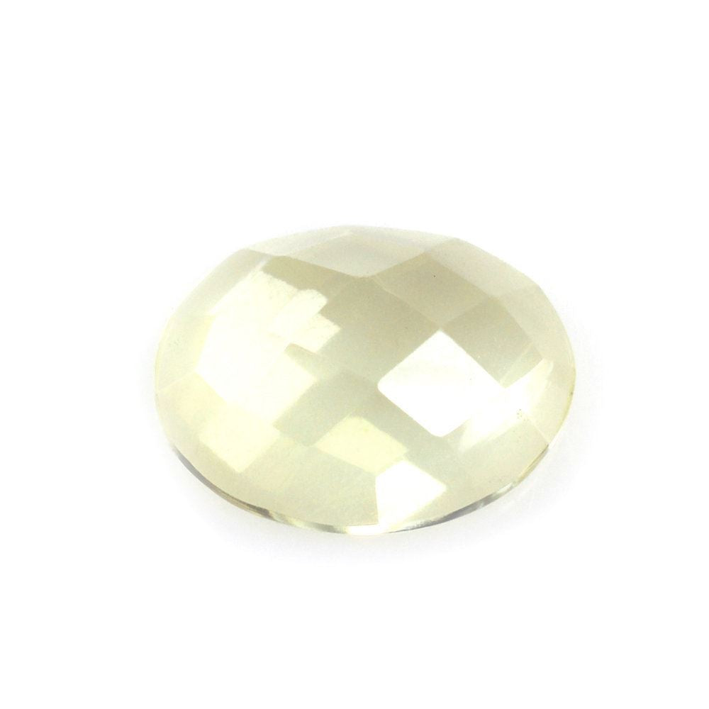 LEMON QUARTZ CHECKER OVAL CAB (GREEN GOLD) 8X6MM 1.05 Cts.
