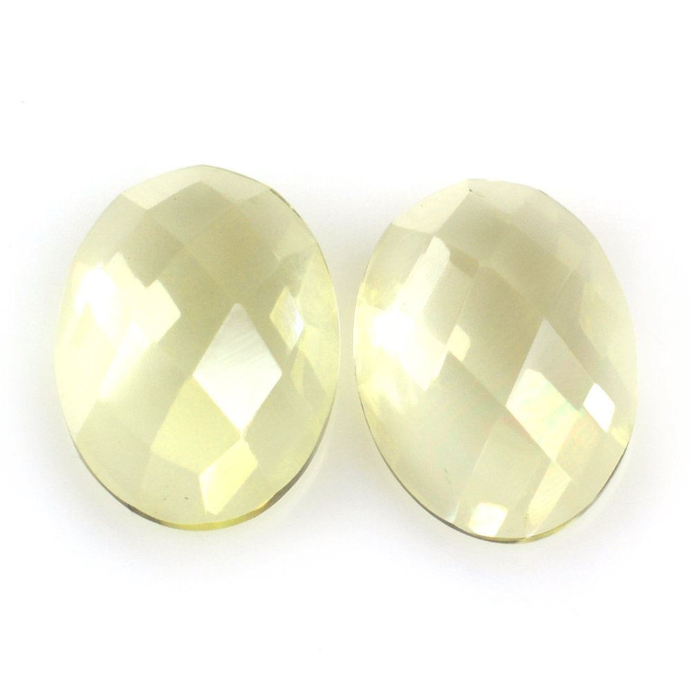 LEMON QUARTZ CHECKER OVAL CAB (GREEN GOLD) 8X6MM 1.05 Cts.