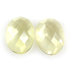 LEMON QUARTZ CHECKER OVAL CAB (GREEN GOLD) 8X6MM 1.05 Cts.