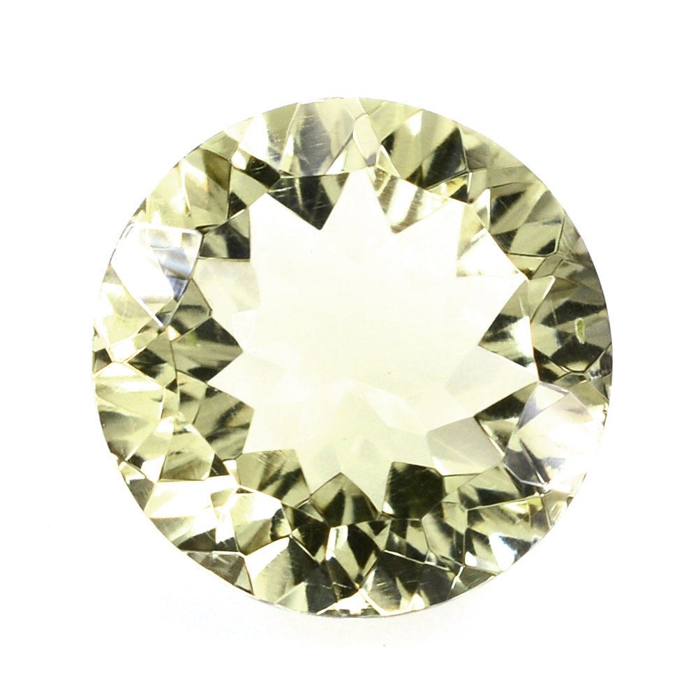 LEMON QUARTZ CONCAVE CUT ROUND (GREEN GOLD) 10MM 3.05 Cts.