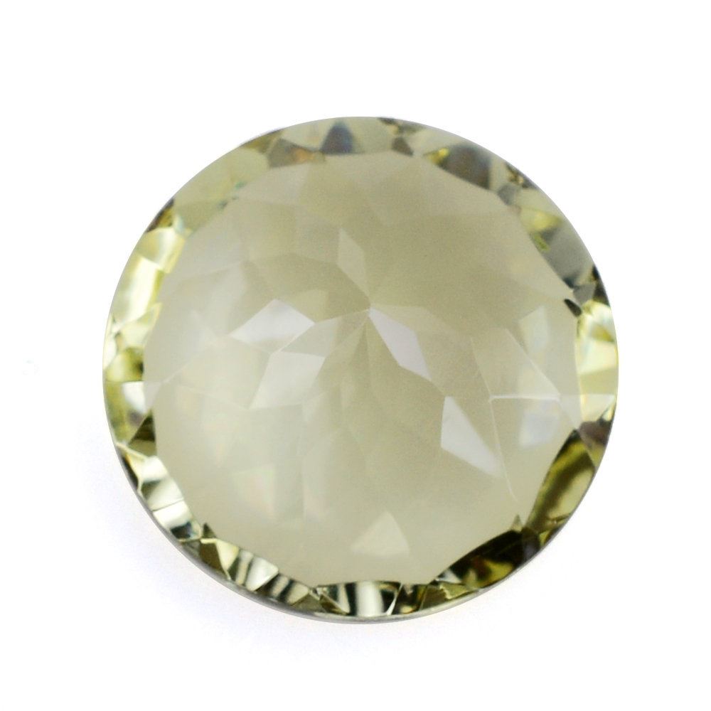 LEMON QUARTZ CONCAVE CUT ROUND (GREEN GOLD) 10MM 3.05 Cts.