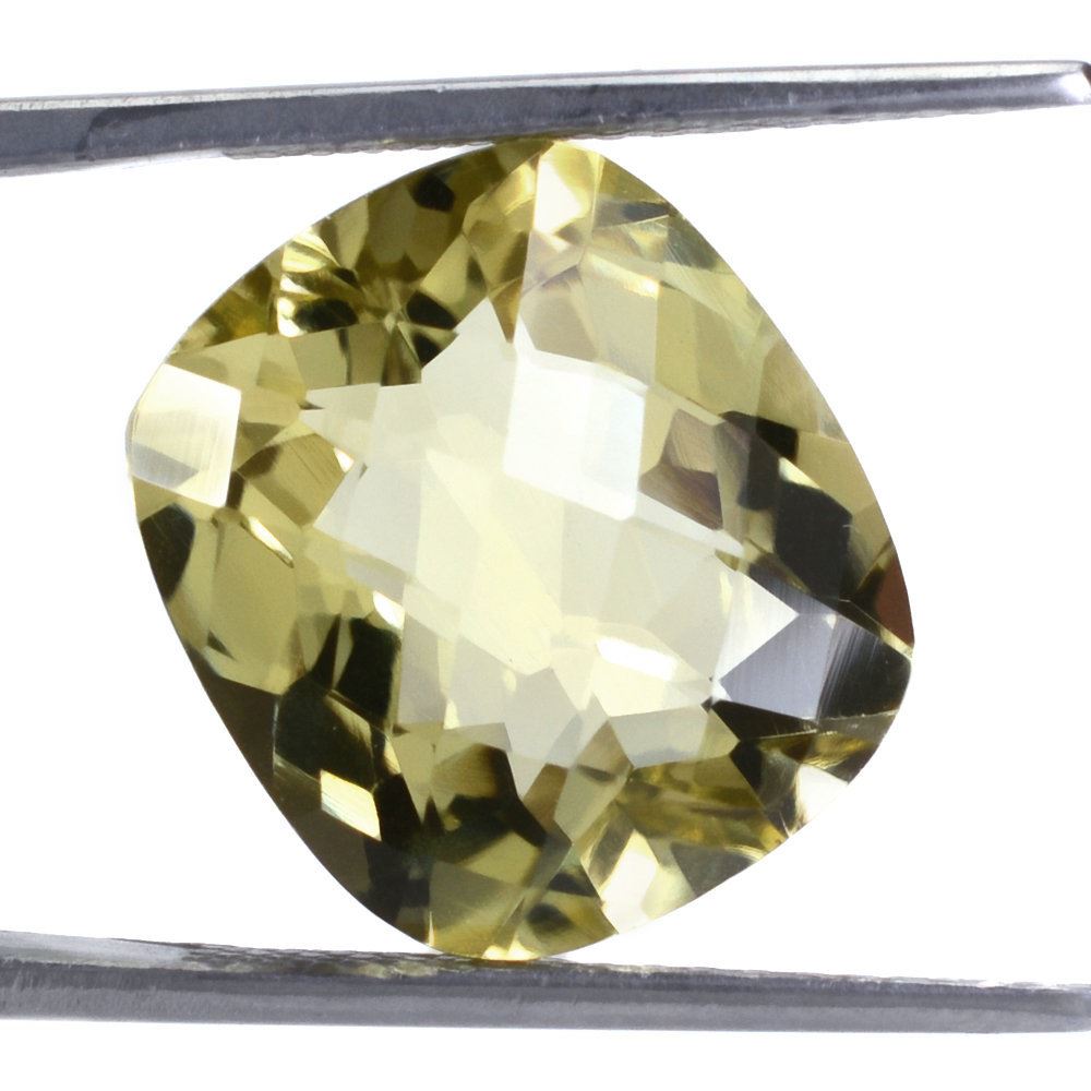 LEMON QUARTZ CHECKER CUT CUSHION (GREEN GOLD) 16X14MM 11.64 Cts.