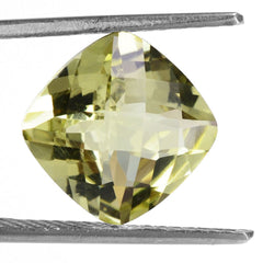 LEMON QUARTZ CHECKER CUT CUSHION (GREEN GOLD) 12MM 6.00 Cts.