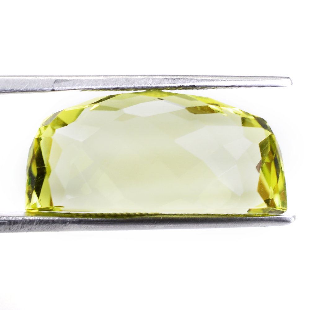 LEMON QUARTZ CHECKER OVAL CAB (GREEN GOLD) 21X10MM 17.48 Cts.