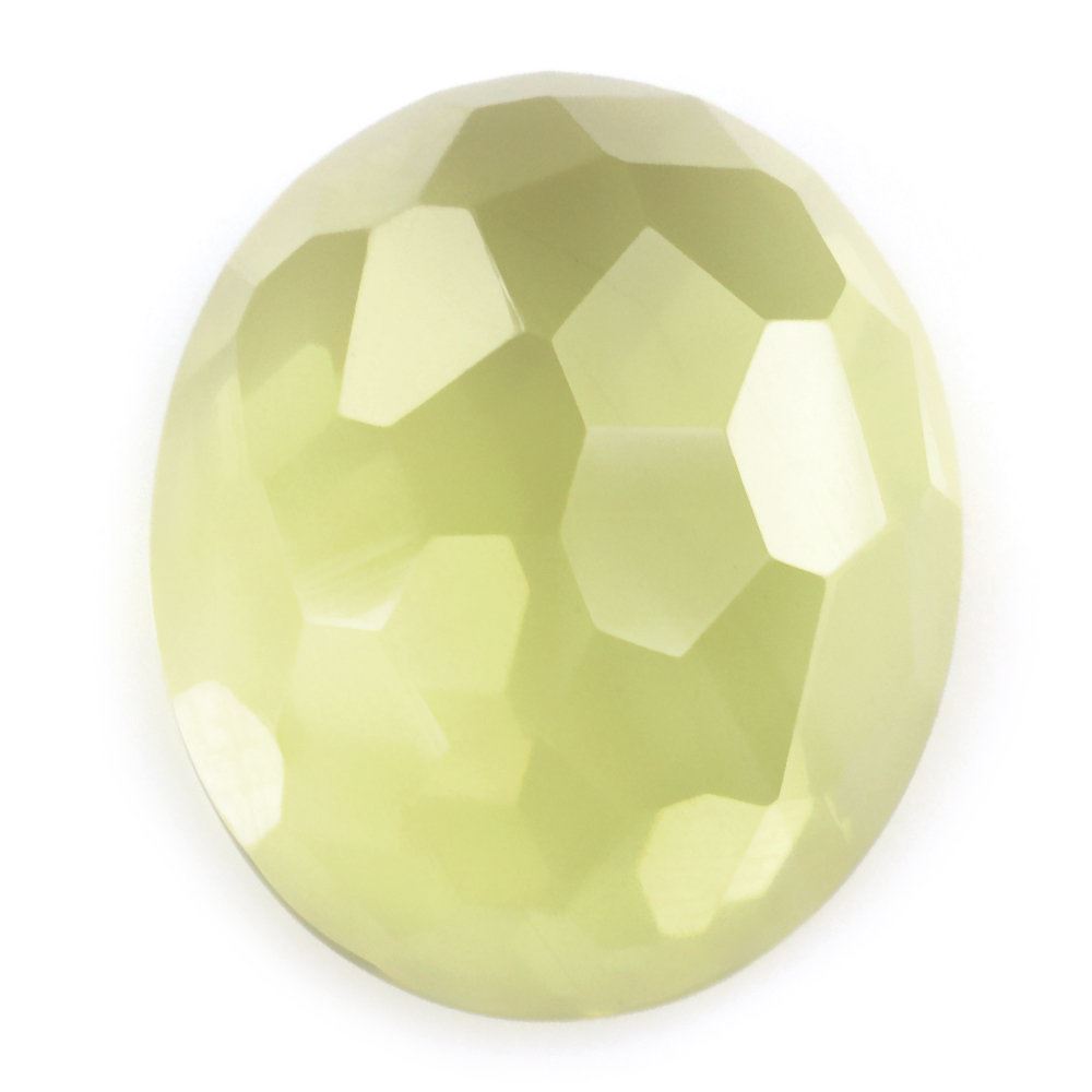 LEMON QUARTZ IRREGULAR CUT OVAL CAB (GREEN GOLD) 14X12MM 7.43 Cts.