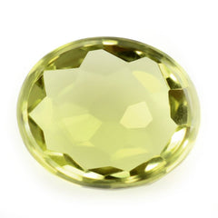 LEMON QUARTZ IRREGULAR CUT OVAL CAB (GREEN GOLD) 14X12MM 7.43 Cts.