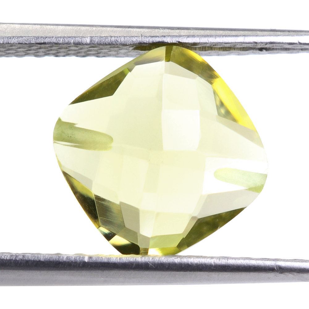 LEMON QUARTZ BRIOLETTE CUSHION (GREEN GOLD) 10MM 3.79 Cts.