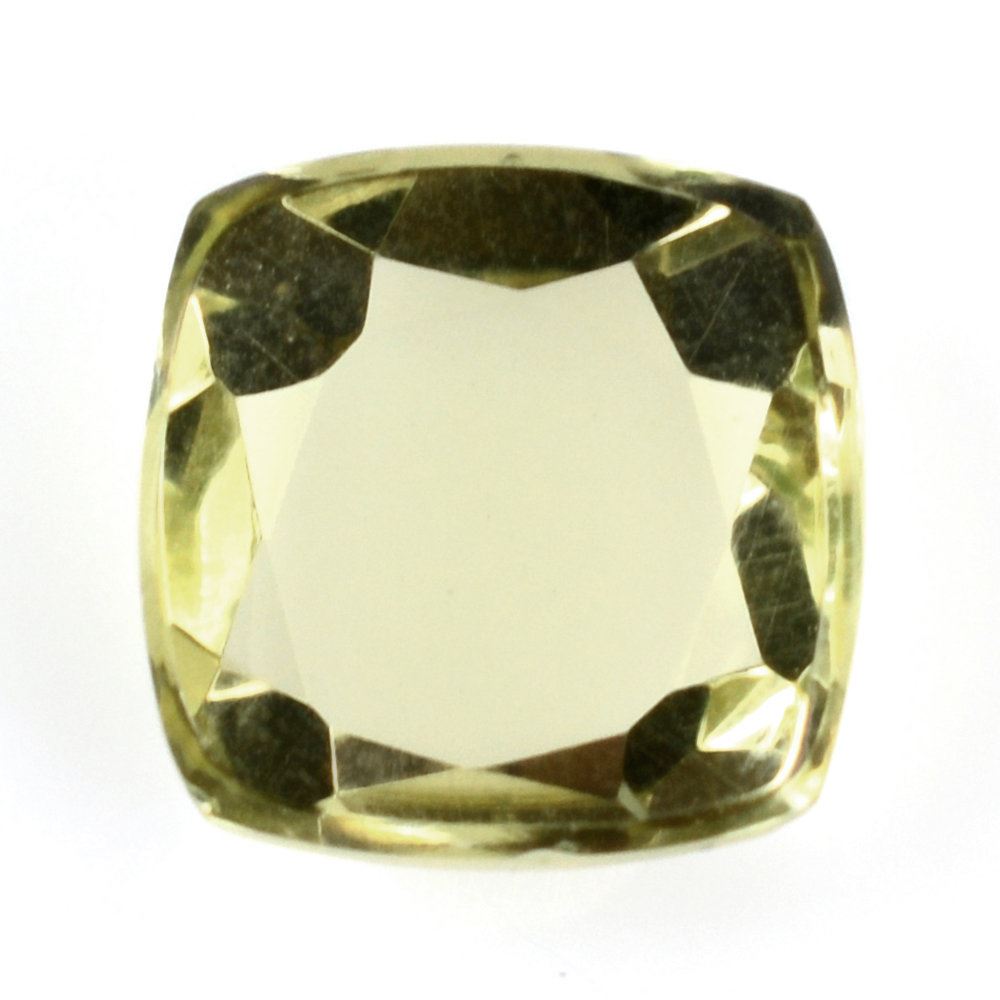 LEMON QUARTZ CUT CUSHION WITH FLAT BOTTOM (GREEN GOLD) 10MM 3.60 Cts.