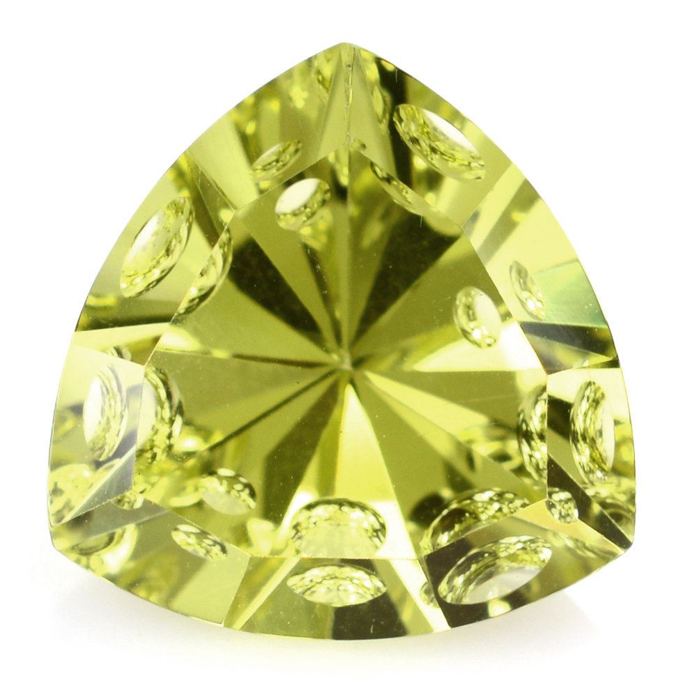 LEMON QUARTZ BUBBLE CUT TRILLION (GREEN GOLD) 14MM 7.92 Cts.