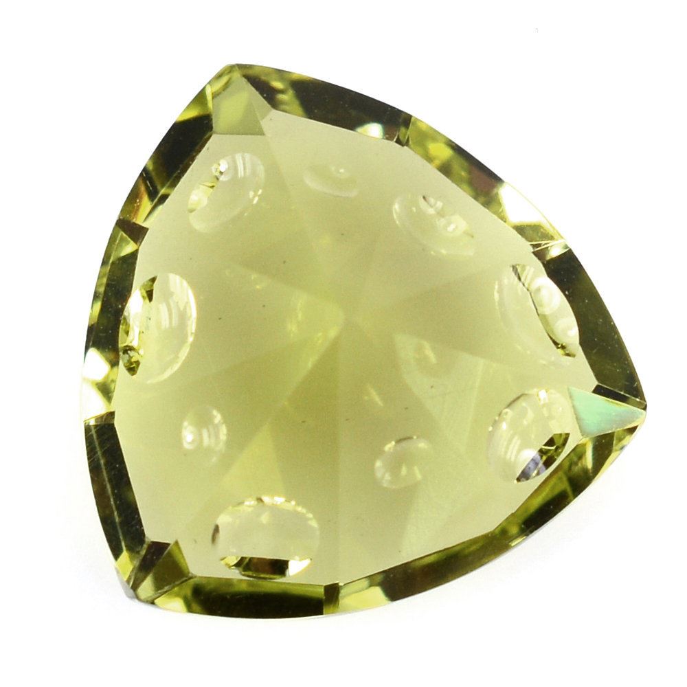 LEMON QUARTZ BUBBLE CUT TRILLION (GREEN GOLD) 14MM 7.92 Cts.