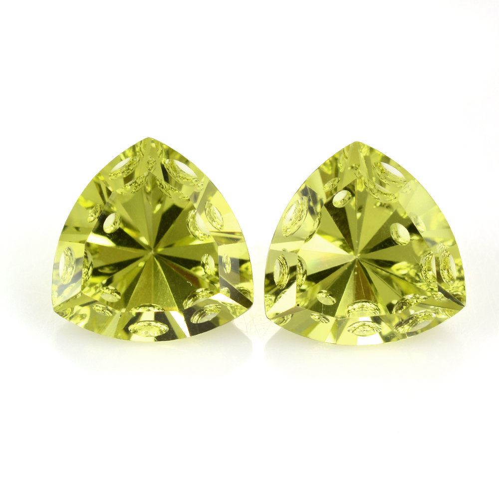 LEMON QUARTZ BUBBLE CUT TRILLION (GREEN GOLD) 14MM 7.92 Cts.