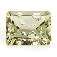 LEMON QUARTZ SUPPER BUBBLE OCTAGON (GREEN GOLD) 16X12MM 9.00 Cts.