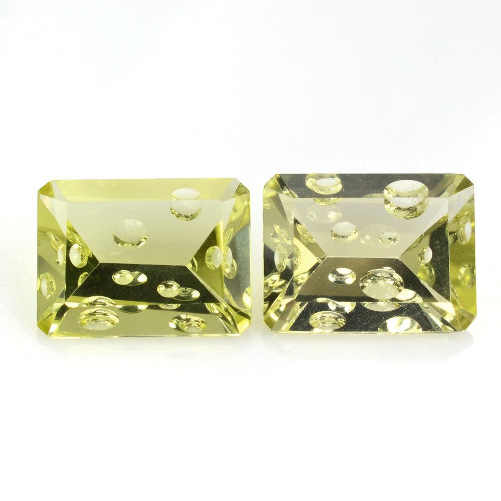 LEMON QUARTZ SUPPER BUBBLE OCTAGON (GREEN GOLD) 16X12MM 9.00 Cts.