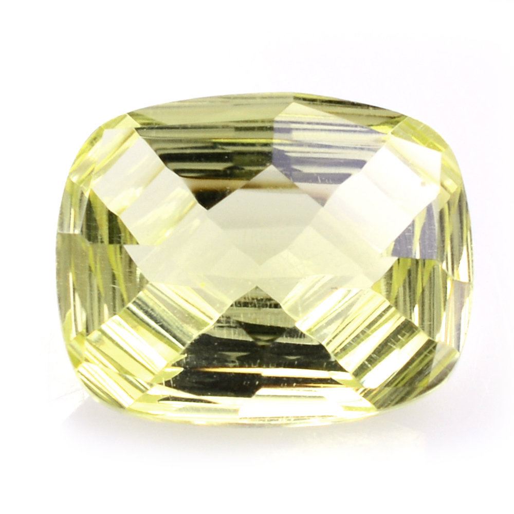 LEMON QUARTZ CONCAVE CUSHION (GREEN GOLD) 10X8MM 2.51 Cts.