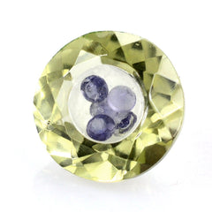 LEMON QUARTZ ON TOP CRYSTAL AT BACK INSIDE IOLITE CUT ROUND (GREEN GOLD) 8MM 1.80 Cts.