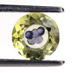 LEMON QUARTZ ON TOP CRYSTAL AT BACK INSIDE IOLITE CUT ROUND (GREEN GOLD) 8MM 1.80 Cts.