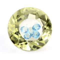 LEMON QUARTZ ON TOP CRYSTAL AT BACK CUT ROUND INSIDE SWISS BLUE TOPAZ CUT ROUND (GREEN GOLD) 8MM 1.88 Cts.